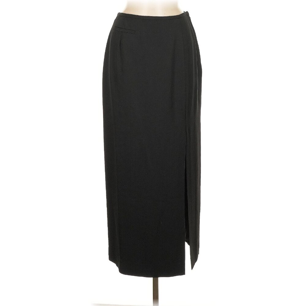 Vintage Midi Double Slit Black Skirt Wool Maxi Y2K Womens Small Banana Republic